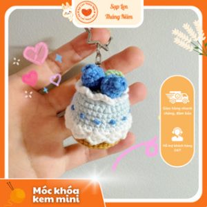 Móc khóa bánh ngọt len handmade mini nhiều mẫu (Dâu, Cam, Việt quất, Kem hồng) - Sạp len tháng năm