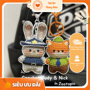Móc Khóa Len Judy & Nick Zootopia Siêu Dễ Thương – Handmade Tỉ Mỉ – Sạp Len Tháng Năm