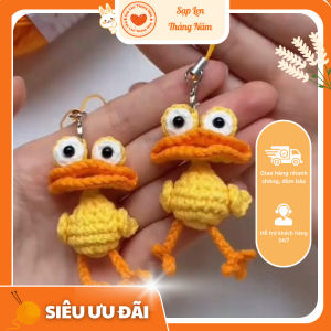 Móc Khóa Len Hình Vịt Vàng Mắt To – Cute Hết Nấc – Đồ Handmade Từ Sạp Len Tháng Năm