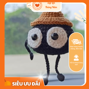 Móc khóa len handmade nhọ nồi đội nón nâu | Sạp Len Tháng Năm | Decor gương xe – balo – chìa khóa | Đồ handmade quà tặng